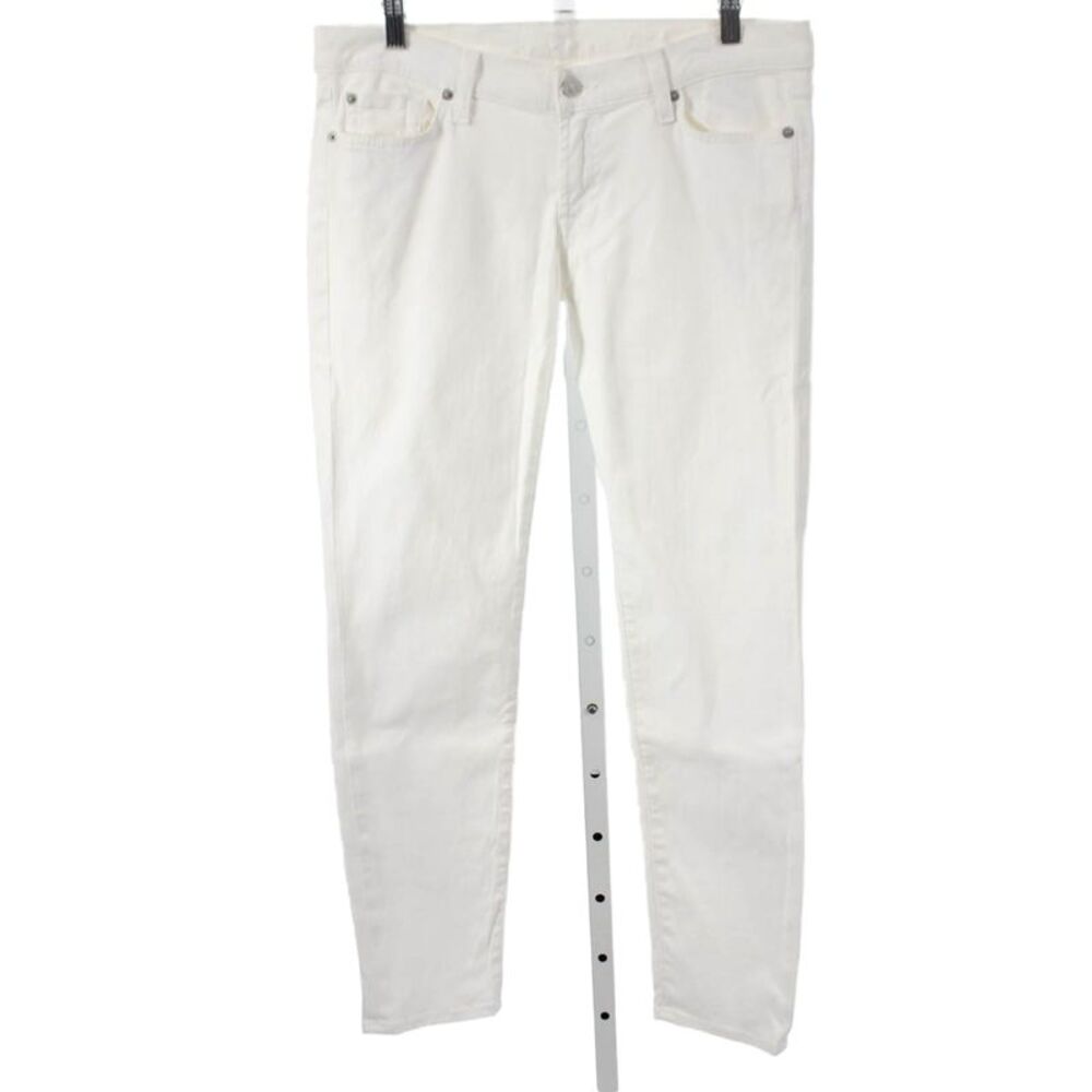7 For All Mankind Womens Skinny White Jeans Low Rise 28 Inseam Size 30